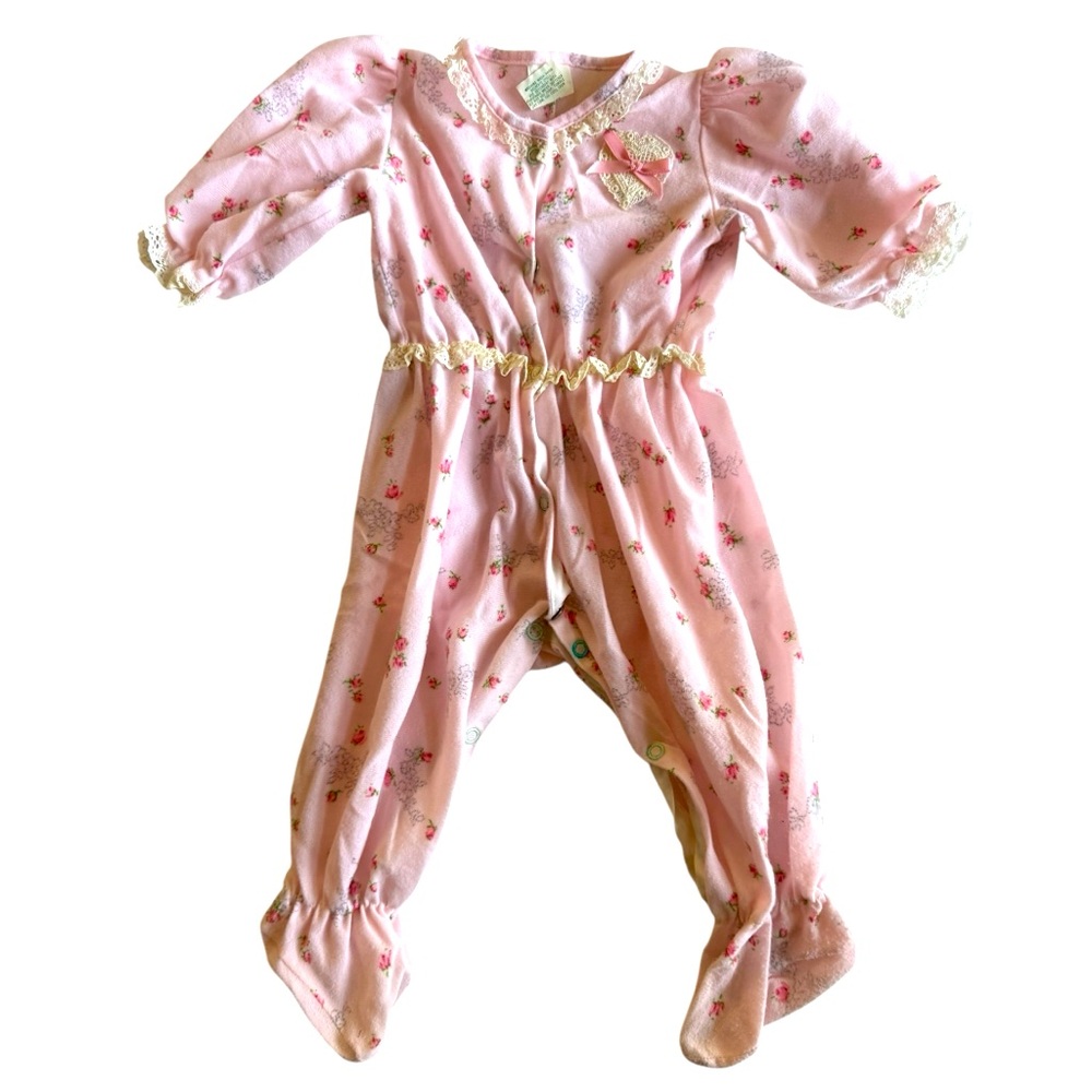 Sold Vintage Pink Floral Kids One Piece